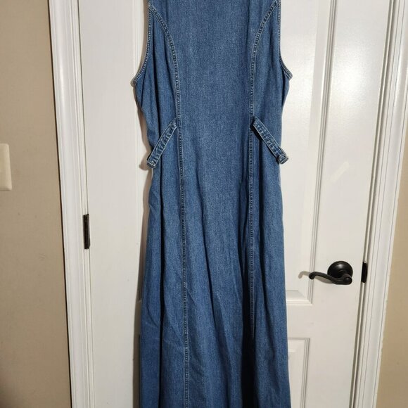 Vintage Eddie Bauer Denim maxi dress sleeveless Size Medium - Picture 2 of 4